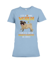 Pug Good Morning World Premium Fit Ladies Tee tile