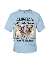 Bulldog make mistake twice bulldog lover dog moms Youth T-Shirt tile