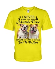 Bulldog make mistake twice bulldog lover dog moms V-Neck T-Shirt tile