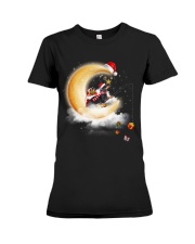Moon Dachshund Fishing Gift Happy Christmas - For Dog Lovers Premium Fit Ladies Tee tile