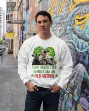 Cow needs luck gift for cow lover Crewneck Sweatshirt lifestyle-unisex-sweatshirt-front-2