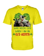 Cow needs luck gift for cow lover V-Neck T-Shirt tile