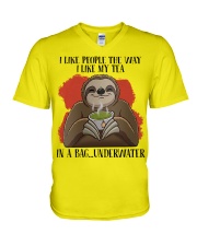 Sloth like my tea sloth lovers V-Neck T-Shirt tile