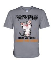Cat laugh and laugh cat moms V-Neck T-Shirt tile