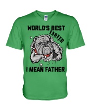 Bulldog worlds best farter gift for you V-Neck T-Shirt tile