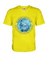 Whales No Matter gift for whale lover V-Neck T-Shirt tile