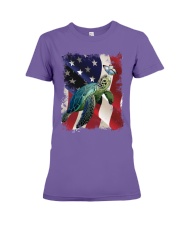 Turtle butterfly on nose turtle lovers Premium Fit Ladies Tee tile