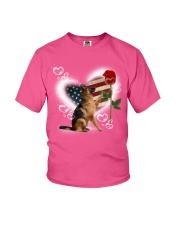 German shepherd roses dog moms Youth T-Shirt tile