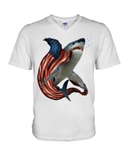 Shark cool and freedom shark lovers V-Neck T-Shirt tile