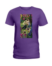 Pug roses pug lover dog mom Ladies T-Shirt tile