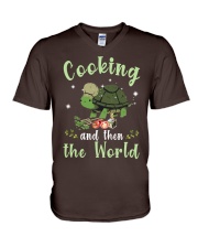 Cooking and Turtle gift for you V-Neck T-Shirt tile