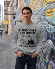 Ferret and dog three people ferret lover dog mom Crewneck Sweatshirt lifestyle-unisex-sweatshirt-front-2