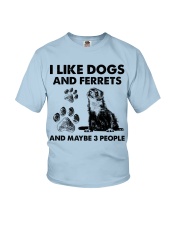Ferret and dog three people ferret lover dog mom Youth T-Shirt tile