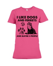 Ferret and dog three people ferret lover dog mom Premium Fit Ladies Tee tile