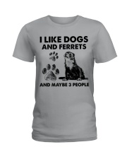 Ferret and dog three people ferret lover dog mom Ladies T-Shirt tile
