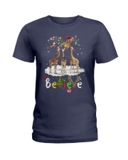 Giraffe believe gift for Giraffe lovers Ladies T-Shirt tile