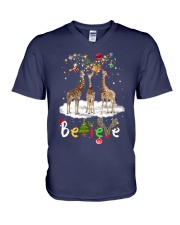 Giraffe believe gift for Giraffe lovers V-Neck T-Shirt tile