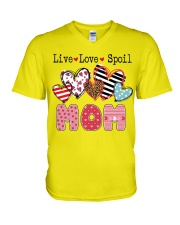 Mom live love spoil V-Neck T-Shirt tile