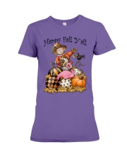 Flamingo hello fall you all flamingo lover Premium Fit Ladies Tee tile