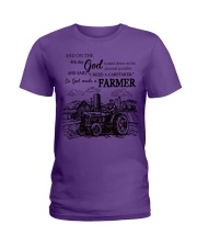 God made a farmer Gift for you Ladies T-Shirt tile