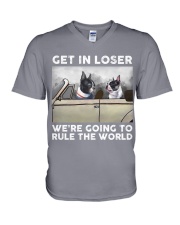 Boston terrier get in loser boston lovers V-Neck T-Shirt tile