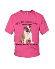 Bulldog And Coffee make me happy Gift for you Youth T-Shirt tile