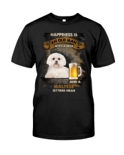 Maltese Sitting near old man Gift for you Classic T-Shirt front