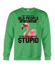 Flamingo dont mess with old people flamingo lover Crewneck Sweatshirt tile
