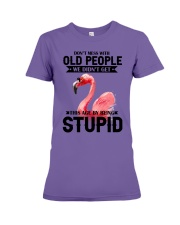 Flamingo dont mess with old people flamingo lover Premium Fit Ladies Tee tile