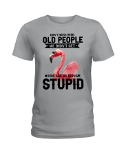 Flamingo dont mess with old people flamingo lover Ladies T-Shirt tile