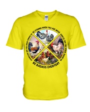 Chicken be strong brave humble chicken lovers V-Neck T-Shirt tile