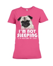 Pug resting my eyes Premium Fit Ladies Tee tile