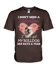 Bulldog 365 days a year bulldog lover dog mom V-Neck T-Shirt tile