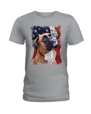Boxer butterfly on nose boxer lovers dog moms Ladies T-Shirt tile