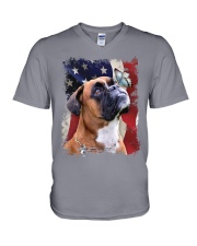 Boxer butterfly on nose boxer lovers dog moms V-Neck T-Shirt tile
