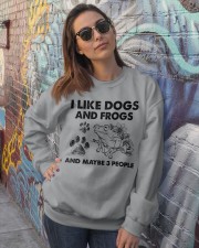 Frog and dog three people frog lover dog mom Crewneck Sweatshirt lifestyle-unisex-sweatshirt-front-3
