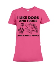 Frog and dog three people frog lover dog mom Premium Fit Ladies Tee tile
