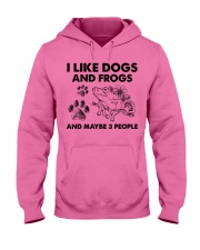 Frog and dog three people frog lover dog mom Hooded Sweatshirt tile