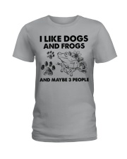 Frog and dog three people frog lover dog mom Ladies T-Shirt tile