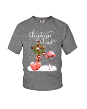 Flamingo Christmas begins gift for flamingo lovers Youth T-Shirt tile