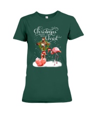 Flamingo Christmas begins gift for flamingo lovers Premium Fit Ladies Tee tile