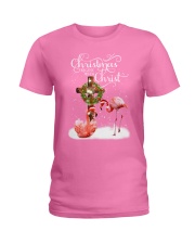 Flamingo Christmas begins gift for flamingo lovers Ladies T-Shirt tile