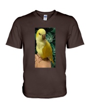 Lutino Quaker Parrot cus gift for bird lover V-Neck T-Shirt tile