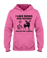 Moose and dog three people Hooded Sweatshirt tile