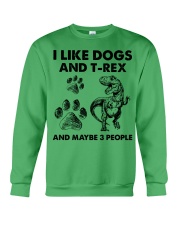 T-rex and dog three people t rex lover dog mom Crewneck Sweatshirt tile