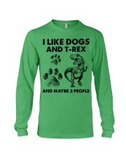 T-rex and dog three people t rex lover dog mom Long Sleeve Tee tile