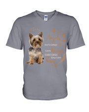 Yorkshire terrier angels with paws personalized V-Neck T-Shirt tile