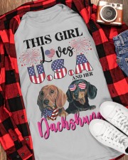 Girl loves us and dachshund Gift for you Classic T-Shirt apparel-classic-tshirt-lifestyle-front-163