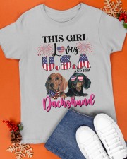 Girl loves us and dachshund Gift for you Classic T-Shirt apparel-classic-tshirt-lifestyle-front-83