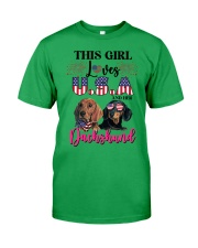 Girl loves us and dachshund Gift for you Classic T-Shirt tile